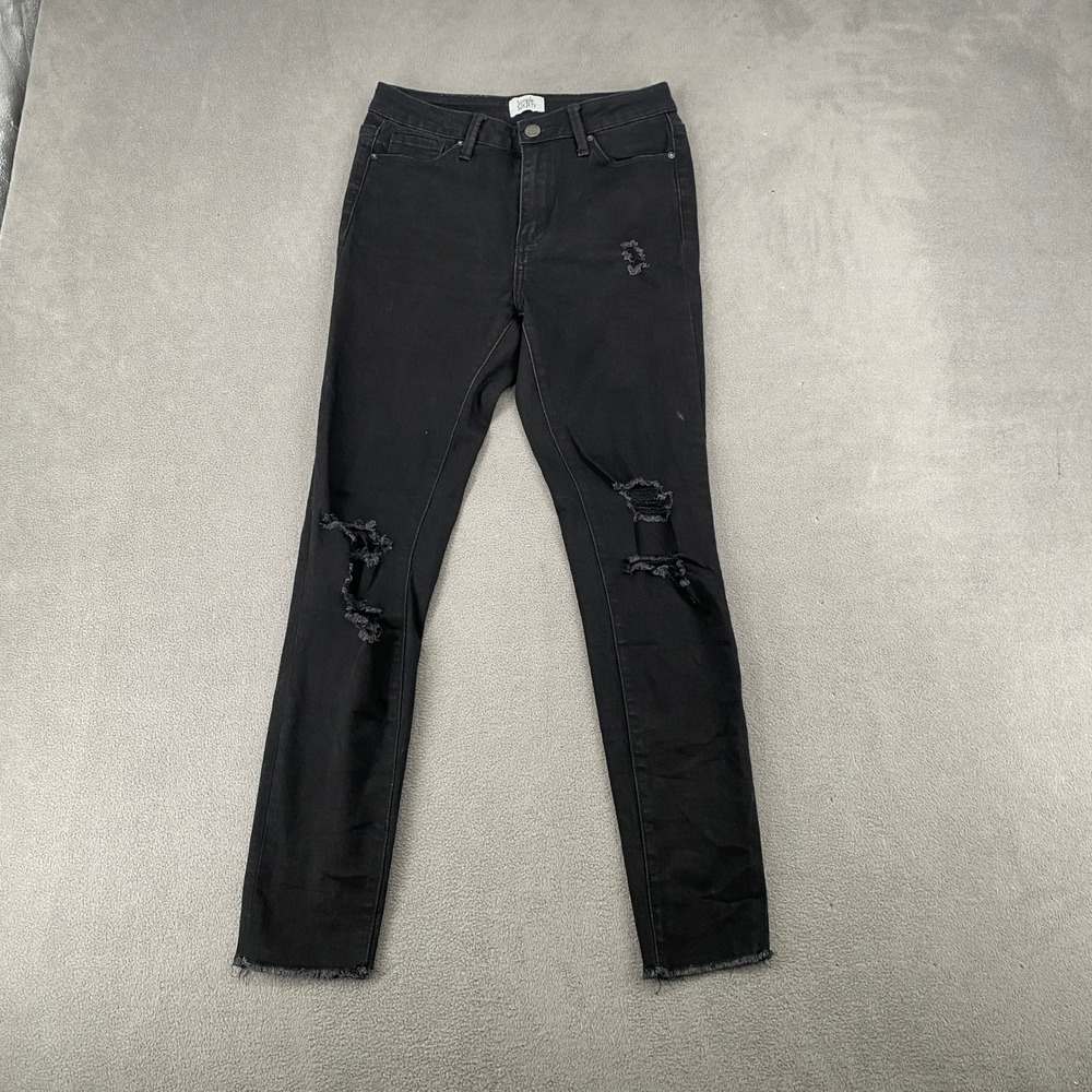 Simple Society Womens High Rise Distressed Skinny Jeans Black Size 5/27 RN155481